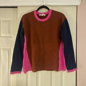 LOFT Colorblock Sweater - Brown, Pink, and Navy